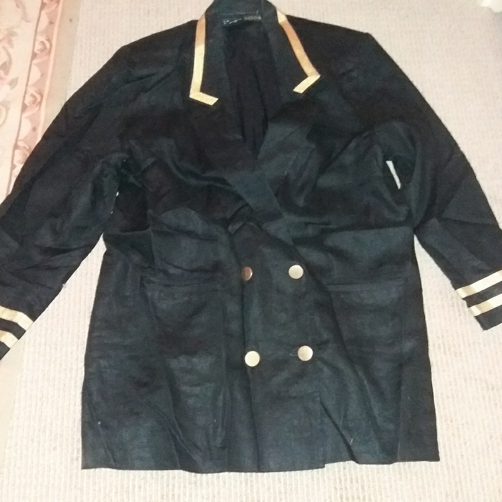 BLACK LINEN DOUBLE BREASTED JACKET